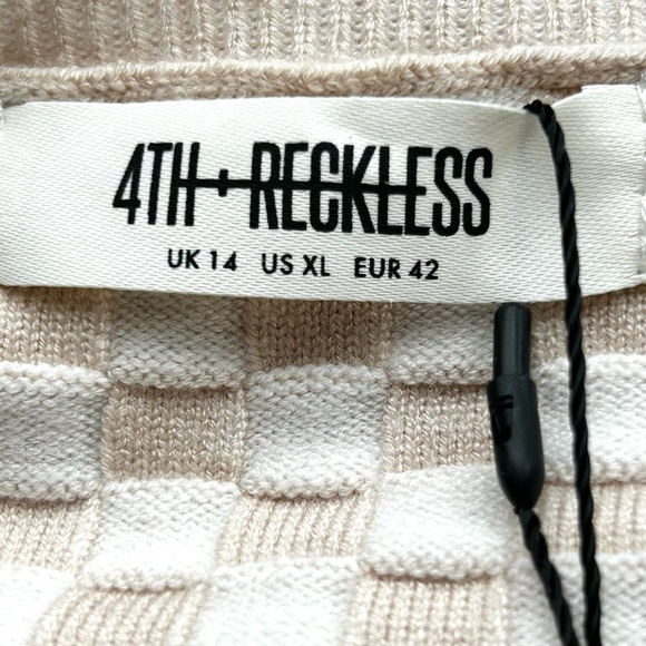 🏖️NWT Women’s Knit Checkerboard Short-Sleeve Maxi Dress. Cream/Tan. Size: XL - Picture 10 of 14